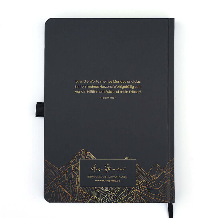 Notizbuch "Der Herr ist mein Fels" · A5 · Hardcover mit Goldglanz Prägung – Aus Gnade