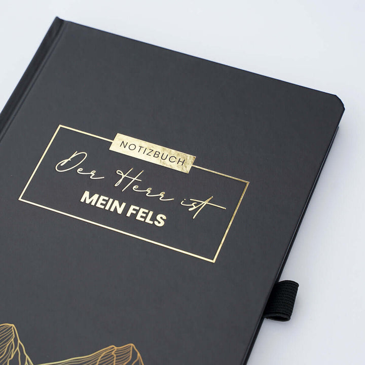 Notizbuch "Der Herr ist mein Fels" · A5 · Hardcover mit Goldglanz Prägung – Aus Gnade