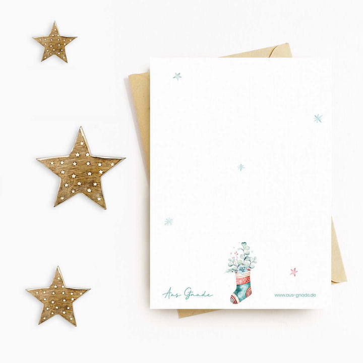 Klappkarte "Gesegnete Weihnachten" mit Bibelvers · A6 · hochwertiges Leinenpapier – Aus Gnade