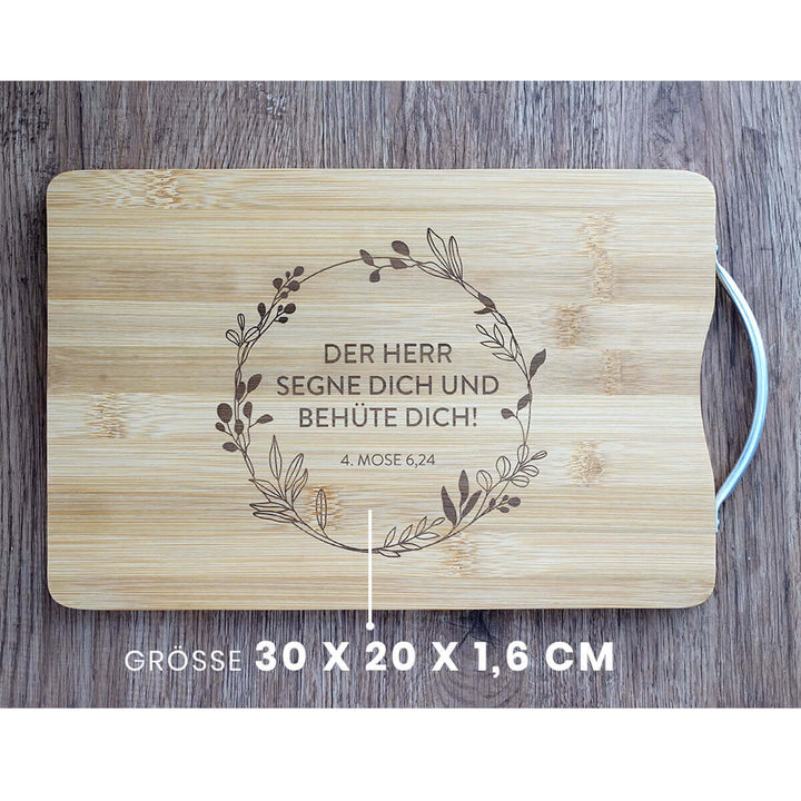Schneidebrett "Gottes Segen" · Bambus · Bibelvers Gravur