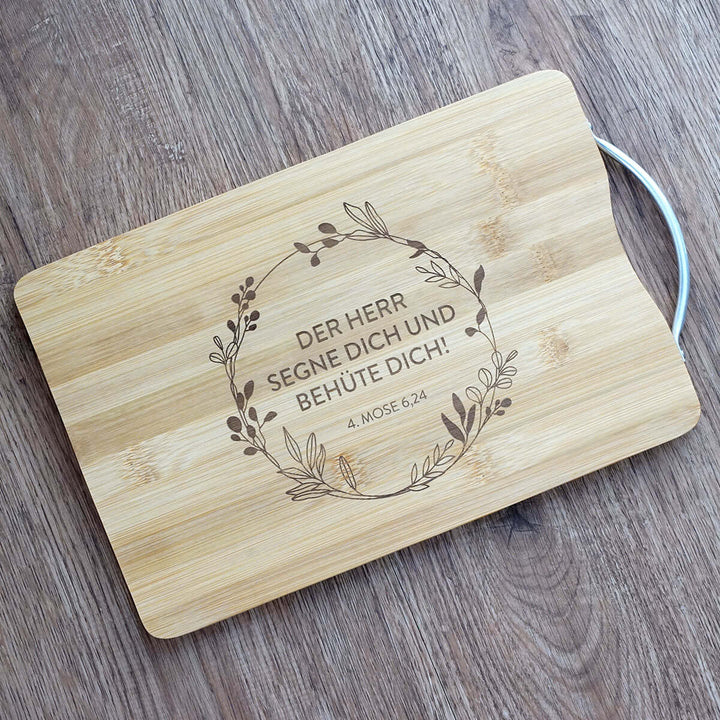 Schneidebrett "Gottes Segen" · Bambus · Bibelvers Gravur