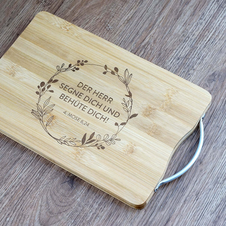 Schneidebrett "Gottes Segen" · Bambus · Bibelvers Gravur
