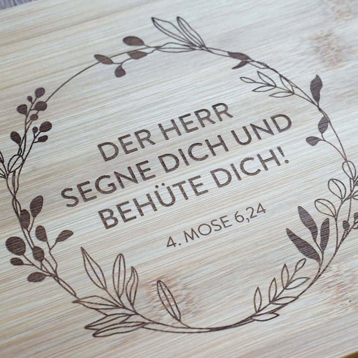 Schneidebrett "Gottes Segen" · Bambus · Bibelvers Gravur