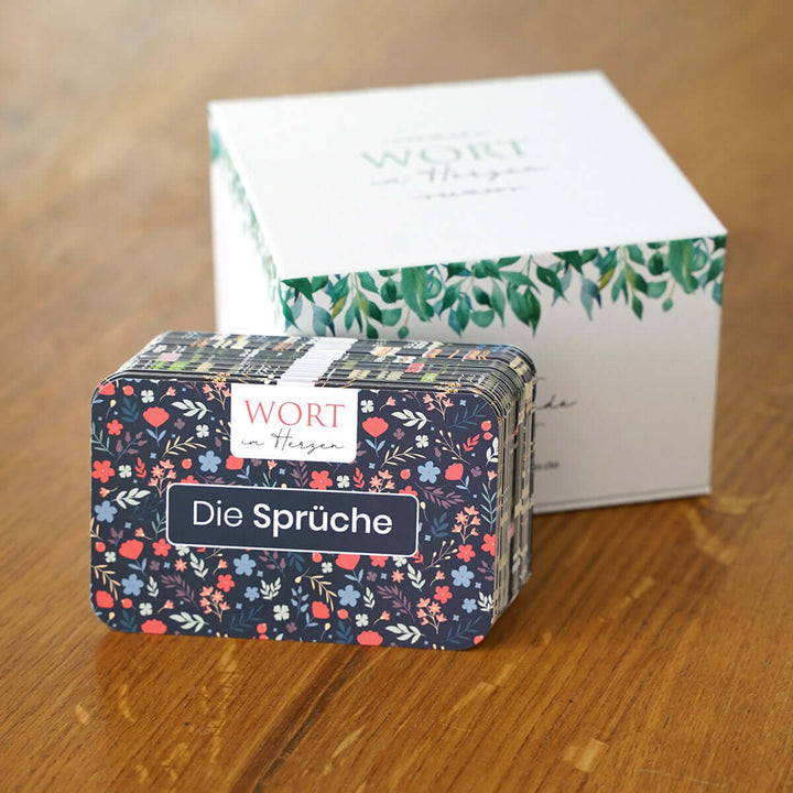 Wort im Herzen · "Die Sprüche" + Aufbewahrungsbox · 48 Bibelvers-Lernkarten – Aus Gnade