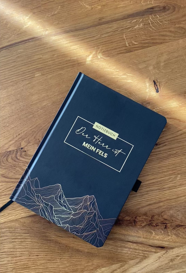 Notizbuch "Der Herr ist mein Fels" · A5 · Hardcover mit Goldglanz Prägung
