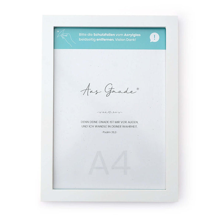 Bilderrahmen Holz · Schwarz / Weiß · A4 / A3 · Acrylglas – Aus Gnade