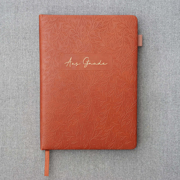 Premium Notizbuch "Aus Gnade" · A5 · Hardcover gepolstert mit Goldglanz Prägung – Aus Gnade
