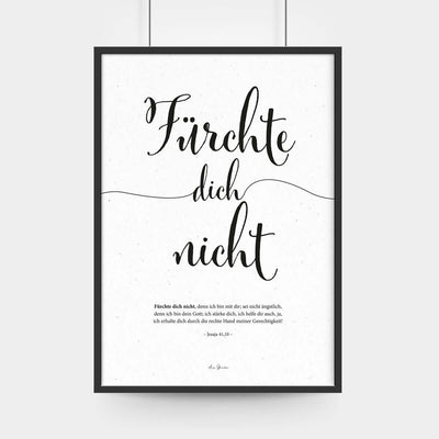 Poster "Fürchte dich nicht" · A3 / A4 · Lettering s/w · Bibelvers Deutsch – Aus Gnade