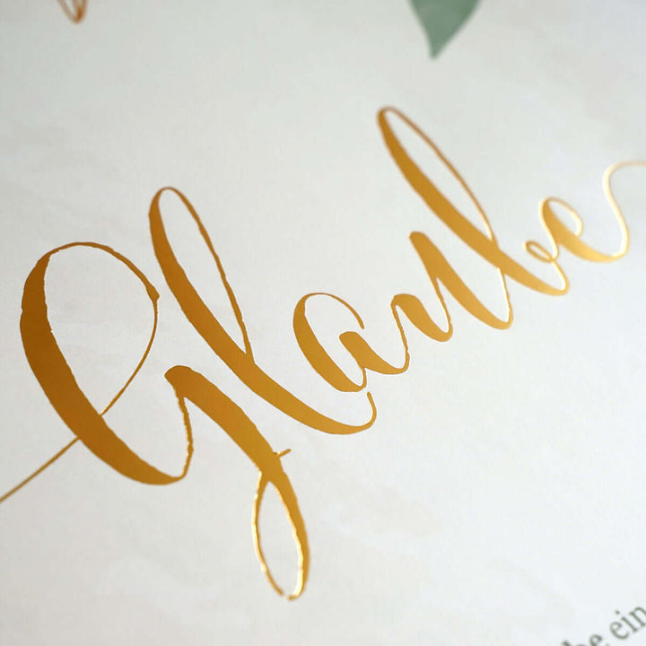 Premium-Poster "Glaube Hoffnung Liebe" · 3er Set · Goldprägung – Aus Gnade