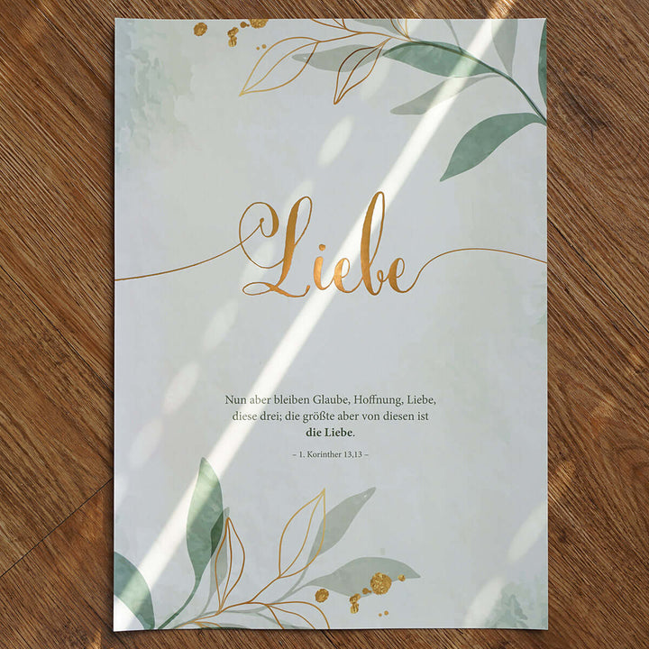 Premium-Poster "Glaube Hoffnung Liebe" · 3er Set · Goldprägung – Aus Gnade