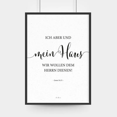 Poster "Mein Haus" · Lettering s/w · A3 / A4 · Bibelvers Deutsch – Aus Gnade