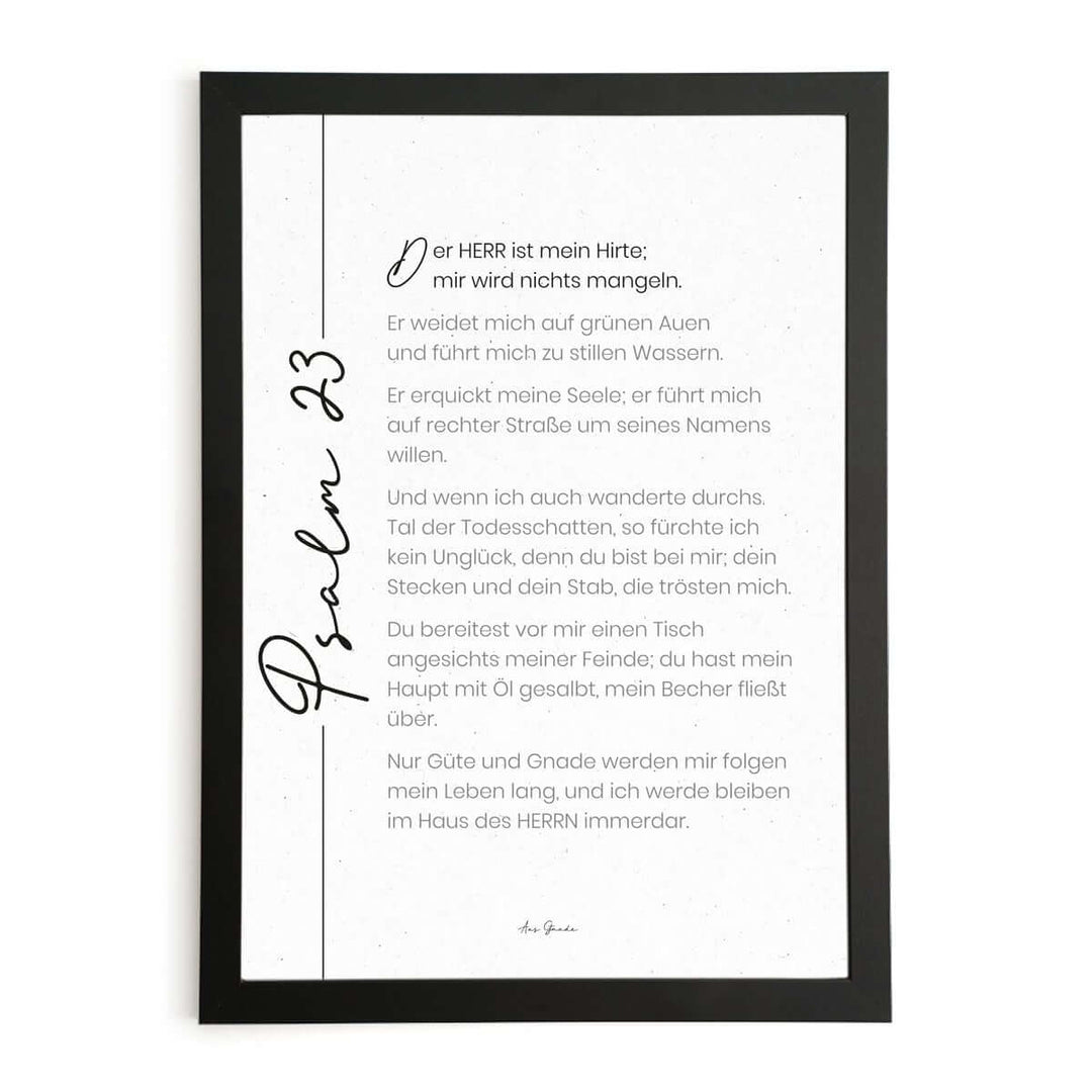Poster "Psalm 23 - s/w" · A4 / A3 · Bibelvers Deutsch – Aus Gnade