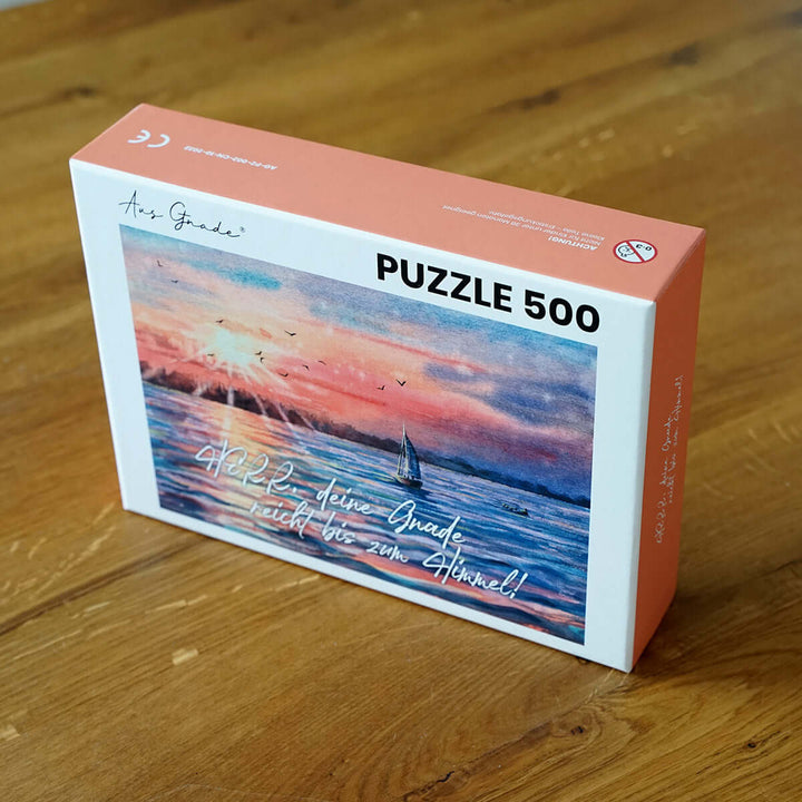 Puzzle "Herr, deine Gnade Reicht bis zum Himmel!" · Bibelvers · 500 Teile – Aus Gnade