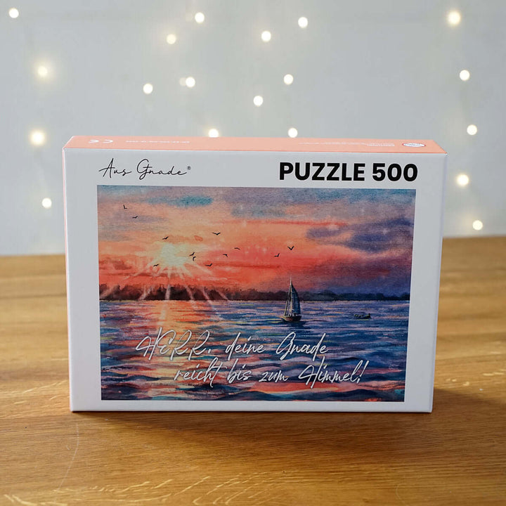 Puzzle "Herr, deine Gnade Reicht bis zum Himmel!" · Bibelvers · 500 Teile – Aus Gnade