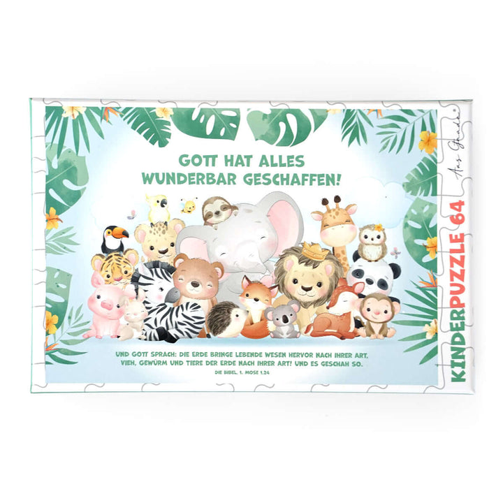 Kinder Puzzle "Gott hat alles wunderbar geschaffen!" · Bibelvers · 64 Teile – Aus Gnade