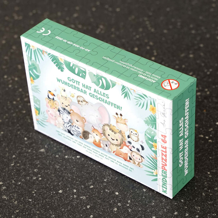 Kinder Puzzle "Gott hat alles wunderbar geschaffen!" · Bibelvers · 64 Teile – Aus Gnade
