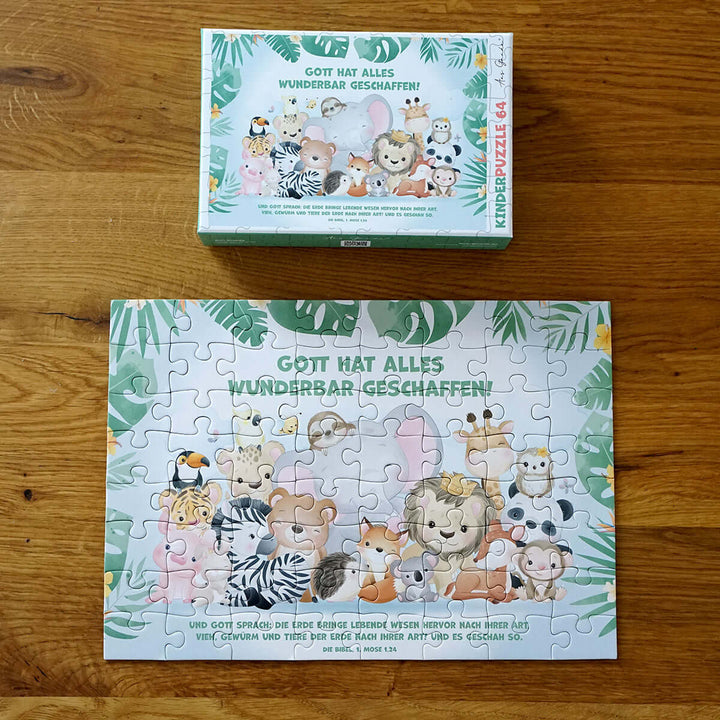 Kinder Puzzle "Gott hat alles wunderbar geschaffen!" · Bibelvers · 64 Teile – Aus Gnade