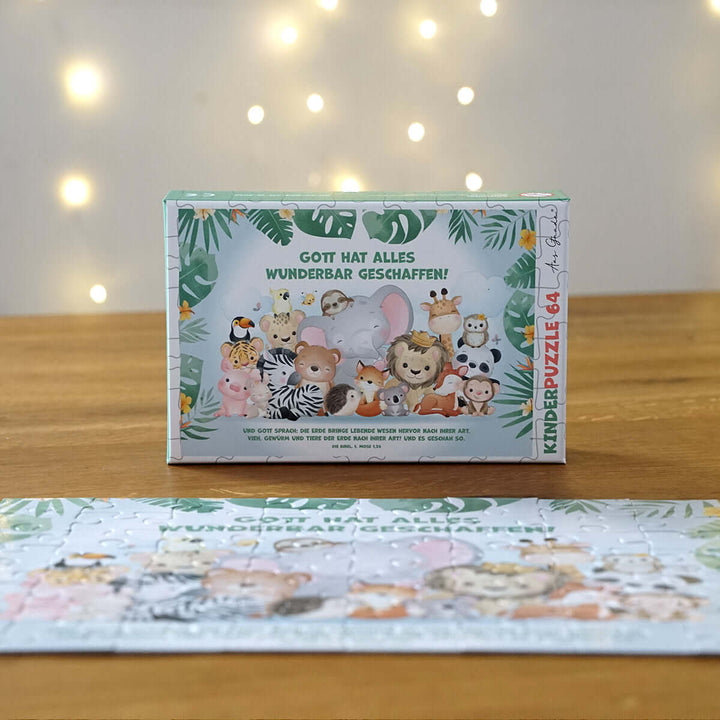 Kinder Puzzle "Gott hat alles wunderbar geschaffen!" · Bibelvers · 64 Teile – Aus Gnade