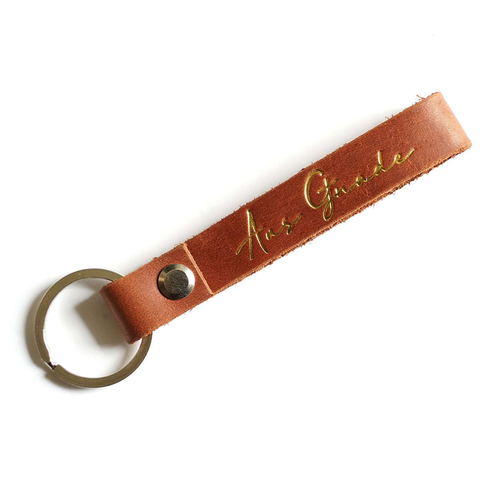 Schlüsselanhänger "Aus Gnade" · Echtes Leder · Goldglanz Prägung – Aus Gnade