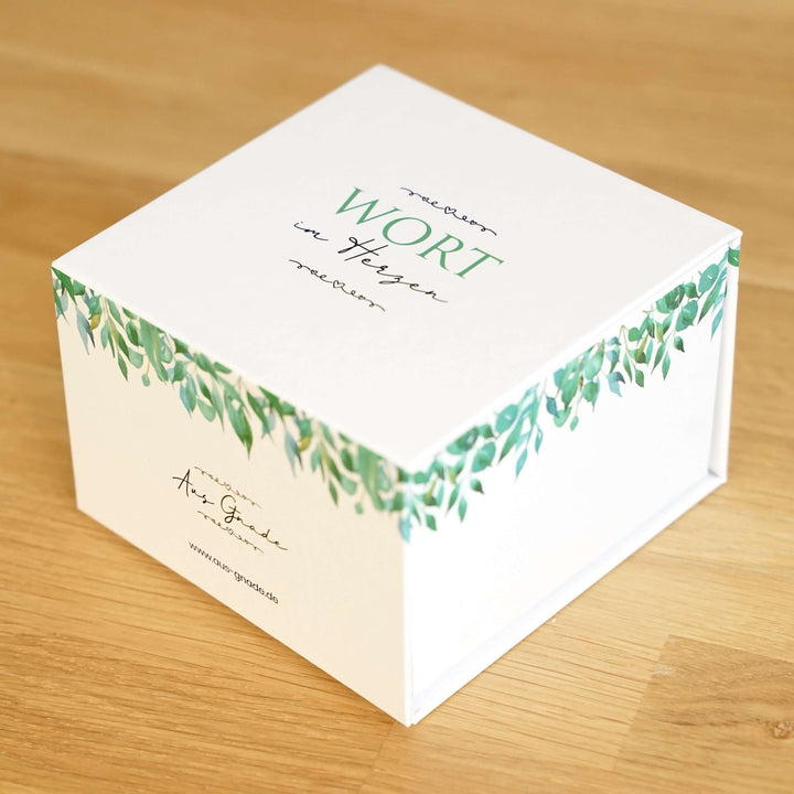 Sparset – Wort im Herzen: Basis-Set + Die Frucht des Geistes + Aufbewahrungsbox · Bibelverse – Aus Gnade