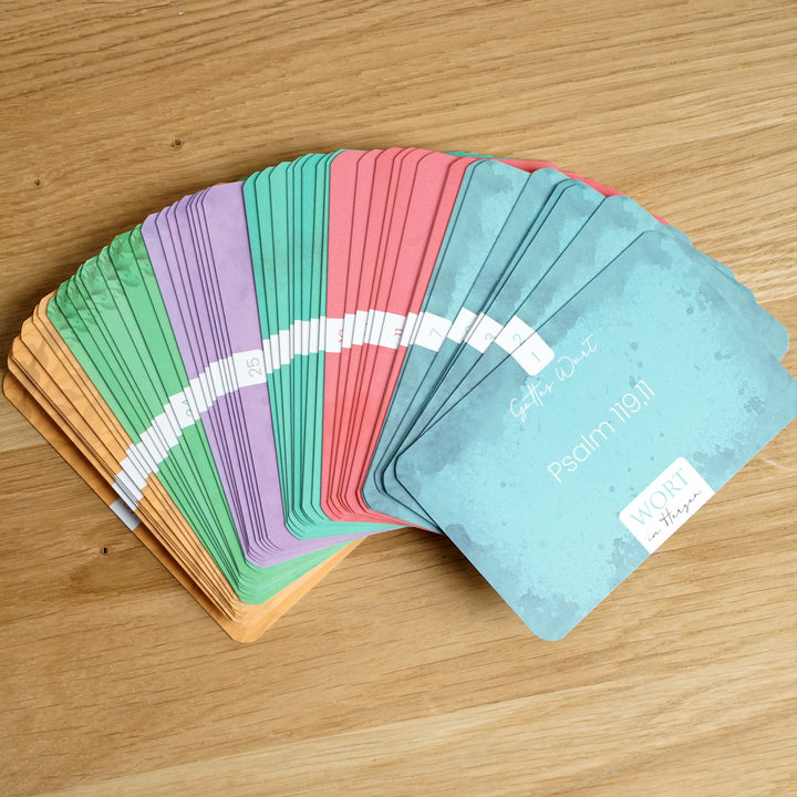 Wort im Herzen · Basis-Set mit 48 Lernkarten · Bibelverse – Aus Gnade