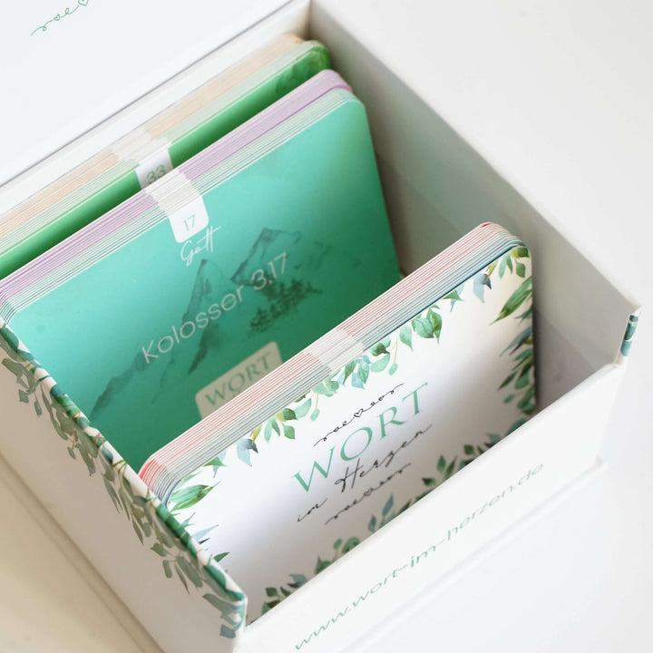 Sparset – Wort im Herzen: Basis-Set + Die Frucht des Geistes + Aufbewahrungsbox · Bibelverse – Aus Gnade