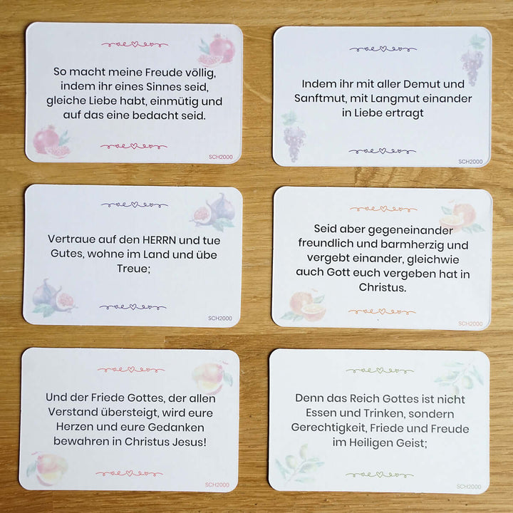 Wort im Herzen · "Die Frucht des Geistes" · 48 Lernkarten · Bibelverse – Aus Gnade