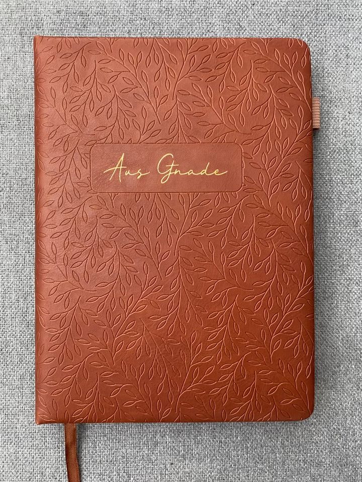 Premium Notizbuch "Aus Gnade" · A5 · Hardcover gepolstert mit Goldglanz Prägung