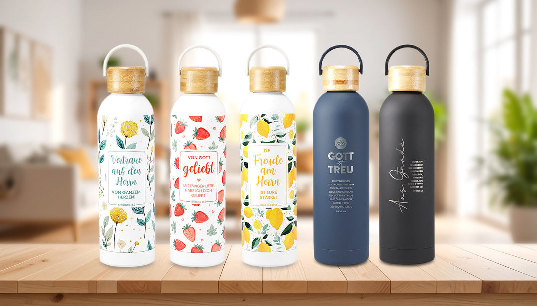 Isolierte Trinkflaschen mit Bibelversen