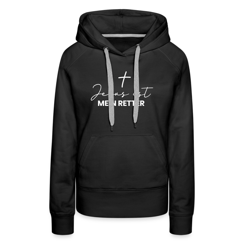 Christlicher Premium Hoodie "Jesus ist mein Retter" · für Frauen - Schwarz