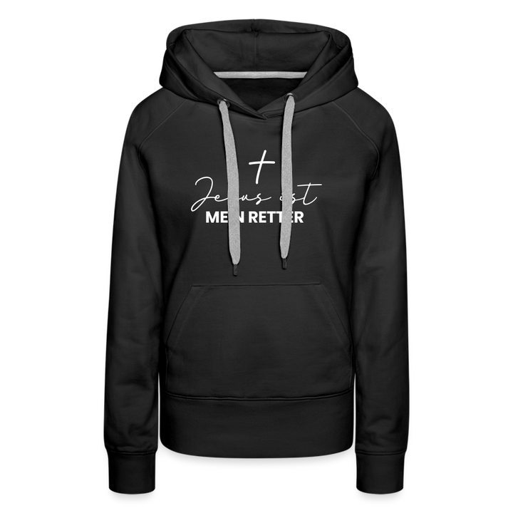 Christlicher Premium Hoodie "Jesus ist mein Retter" · für Frauen - Schwarz