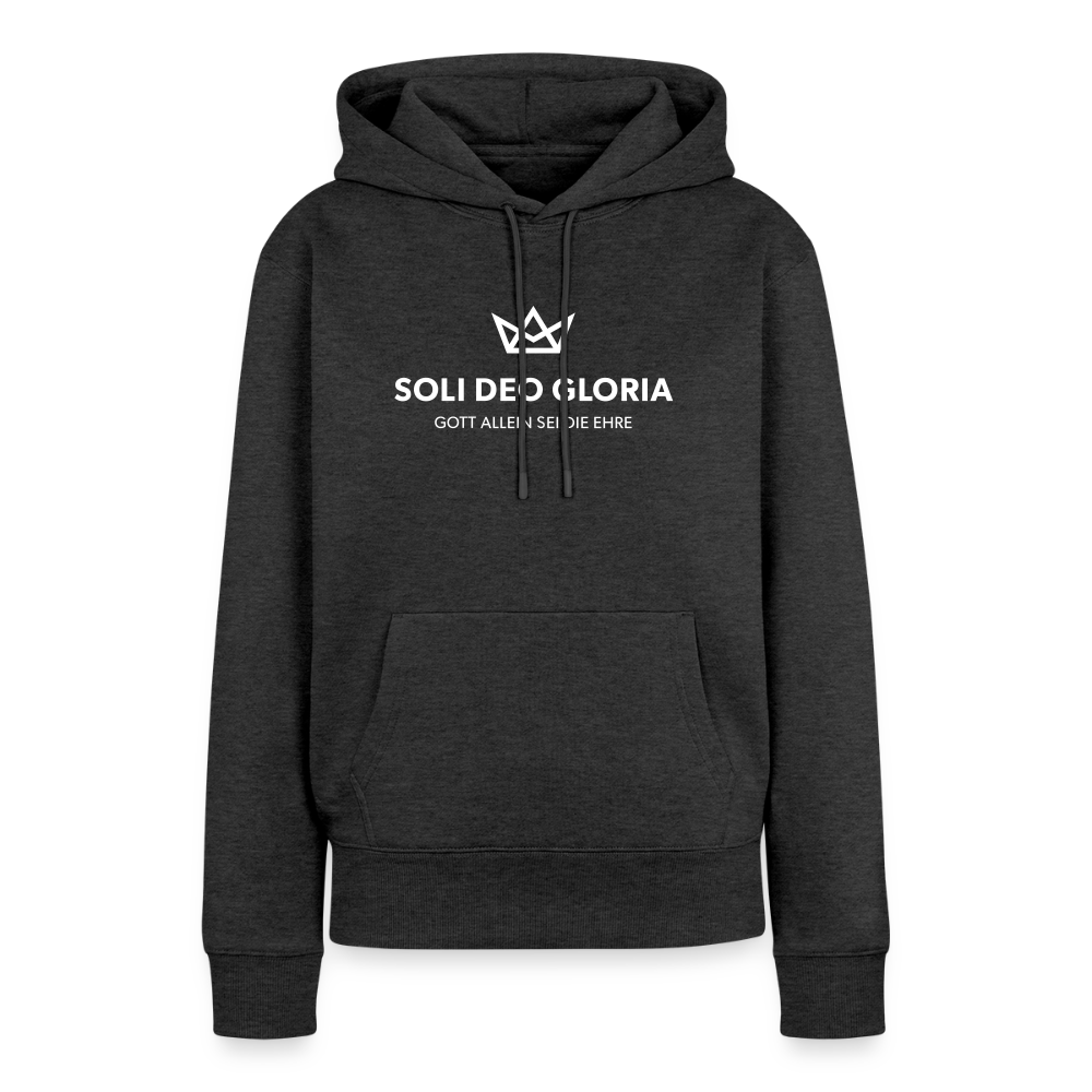 Christlicher Premium Hoodie "Soli Deo Gloria" · für Frauen - Anthrazit meliert