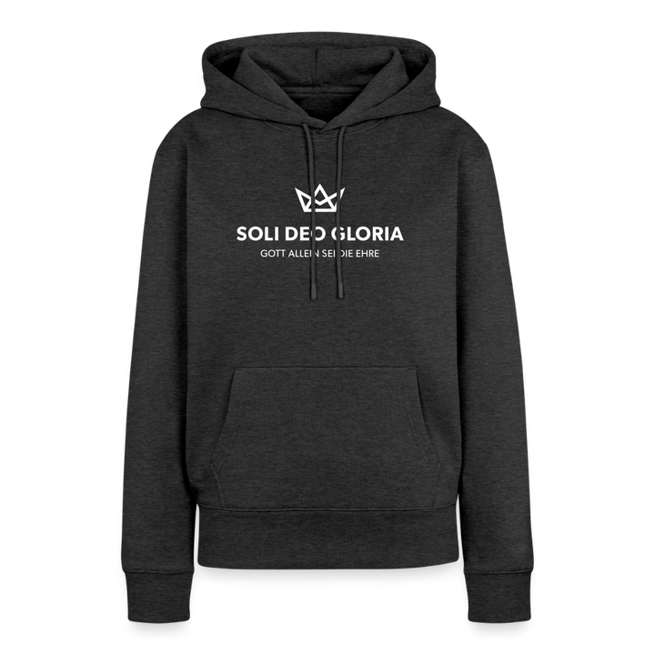 Christlicher Premium Hoodie "Soli Deo Gloria" · für Frauen - Anthrazit meliert