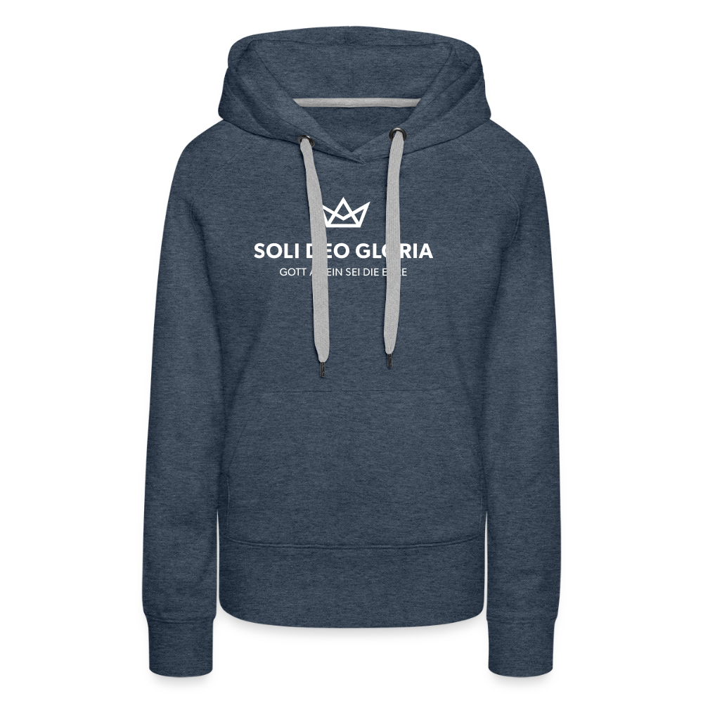 Christlicher Premium Hoodie "Soli Deo Gloria" · für Frauen - Jeansblau