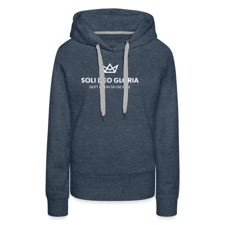 Christlicher Premium Hoodie "Soli Deo Gloria" · für Frauen - Jeansblau