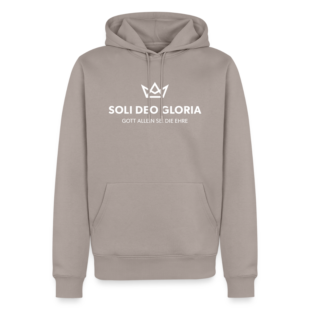 Christlicher Premium Hoodie "Soli Deo Gloria" · für Männer - Taupe