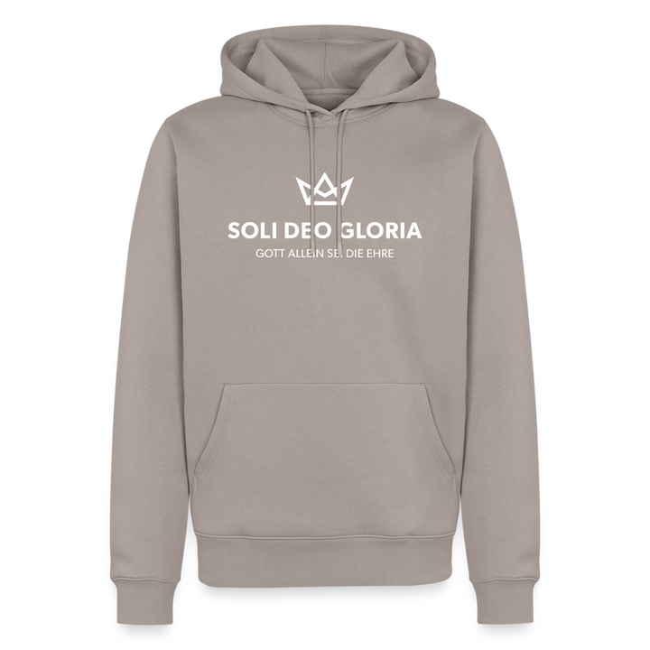 Christlicher Premium Hoodie "Soli Deo Gloria" · für Männer - Taupe