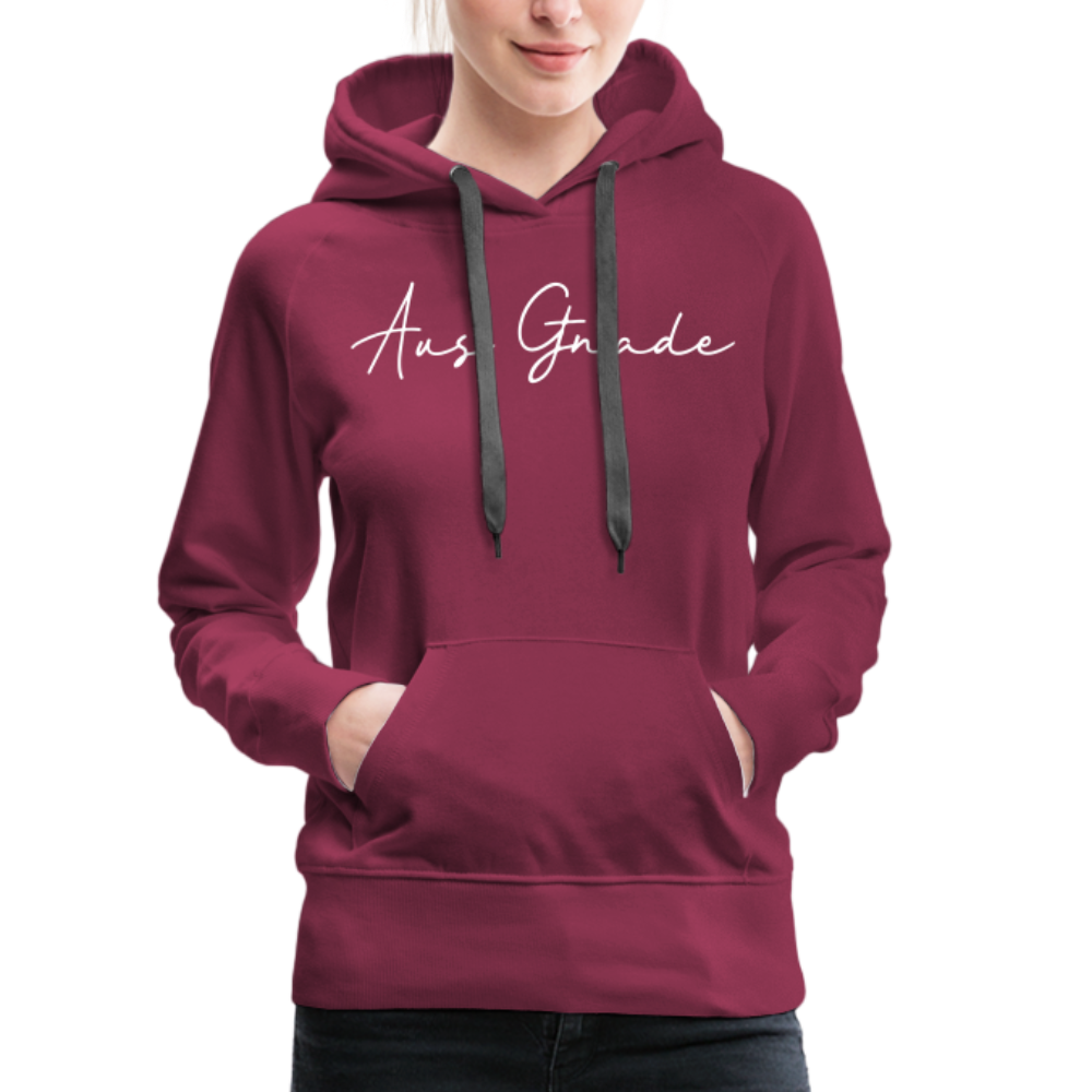 Christlicher Premium Hoodie "Aus Gnade" · für Frauen - Bordeaux