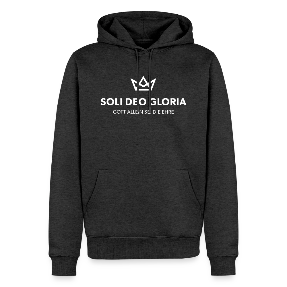 Christlicher Premium Hoodie "Soli Deo Gloria" · für Männer - Anthrazit meliert