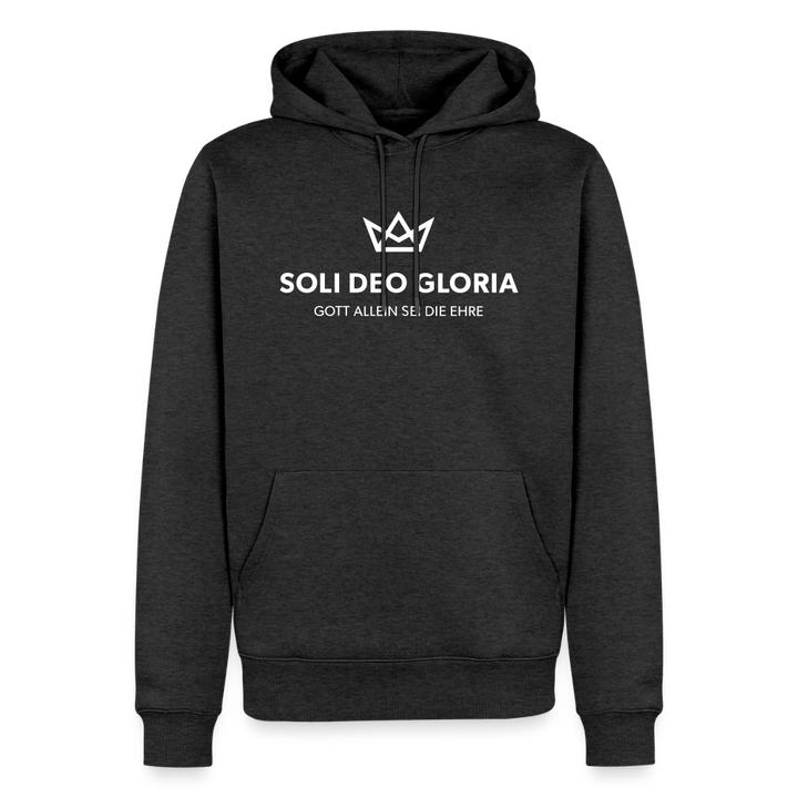 Christlicher Premium Hoodie "Soli Deo Gloria" · für Männer - Anthrazit meliert