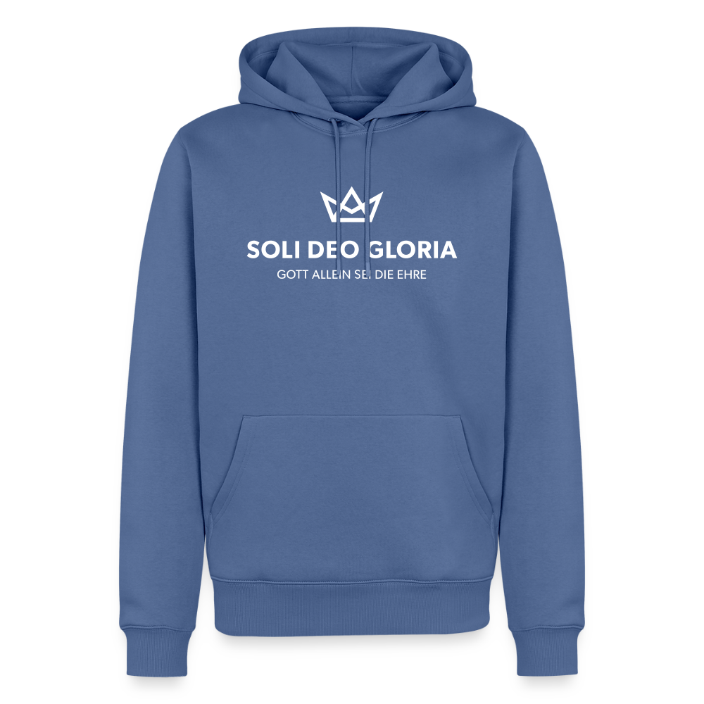 Christlicher Premium Hoodie "Soli Deo Gloria" · für Männer - Taubenblau