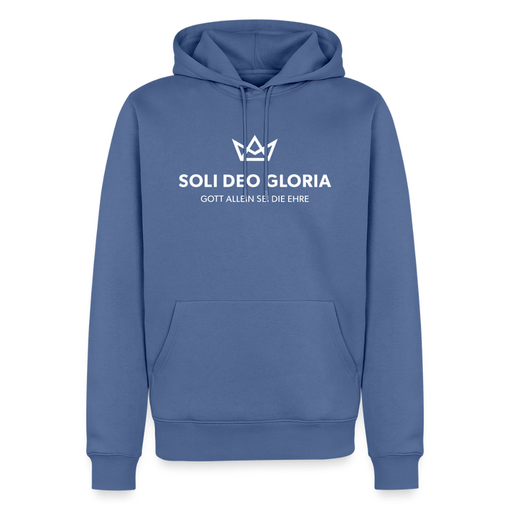 Christlicher Premium Hoodie "Soli Deo Gloria" · für Männer - Taubenblau