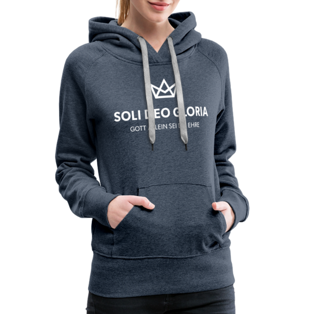 Christlicher Premium Hoodie "Soli Deo Gloria" · für Frauen - Jeansblau