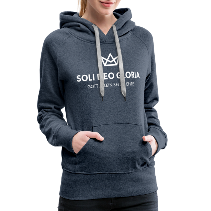 Christlicher Premium Hoodie "Soli Deo Gloria" · für Frauen - Jeansblau