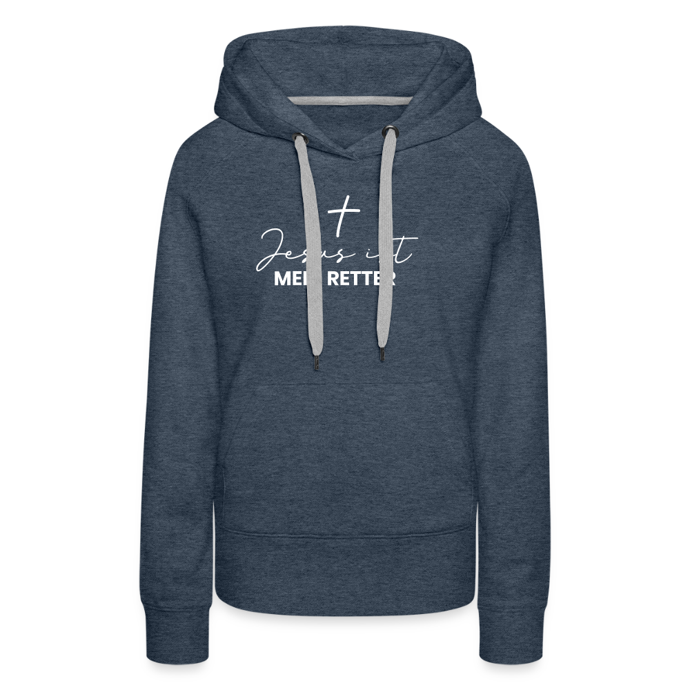 Christlicher Premium Hoodie "Jesus ist mein Retter" · für Frauen - Jeansblau