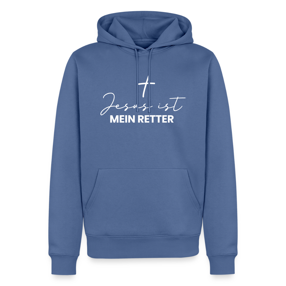 Christlicher Premium Hoodie "Jesus ist mein Retter" · für Männer - Taubenblau