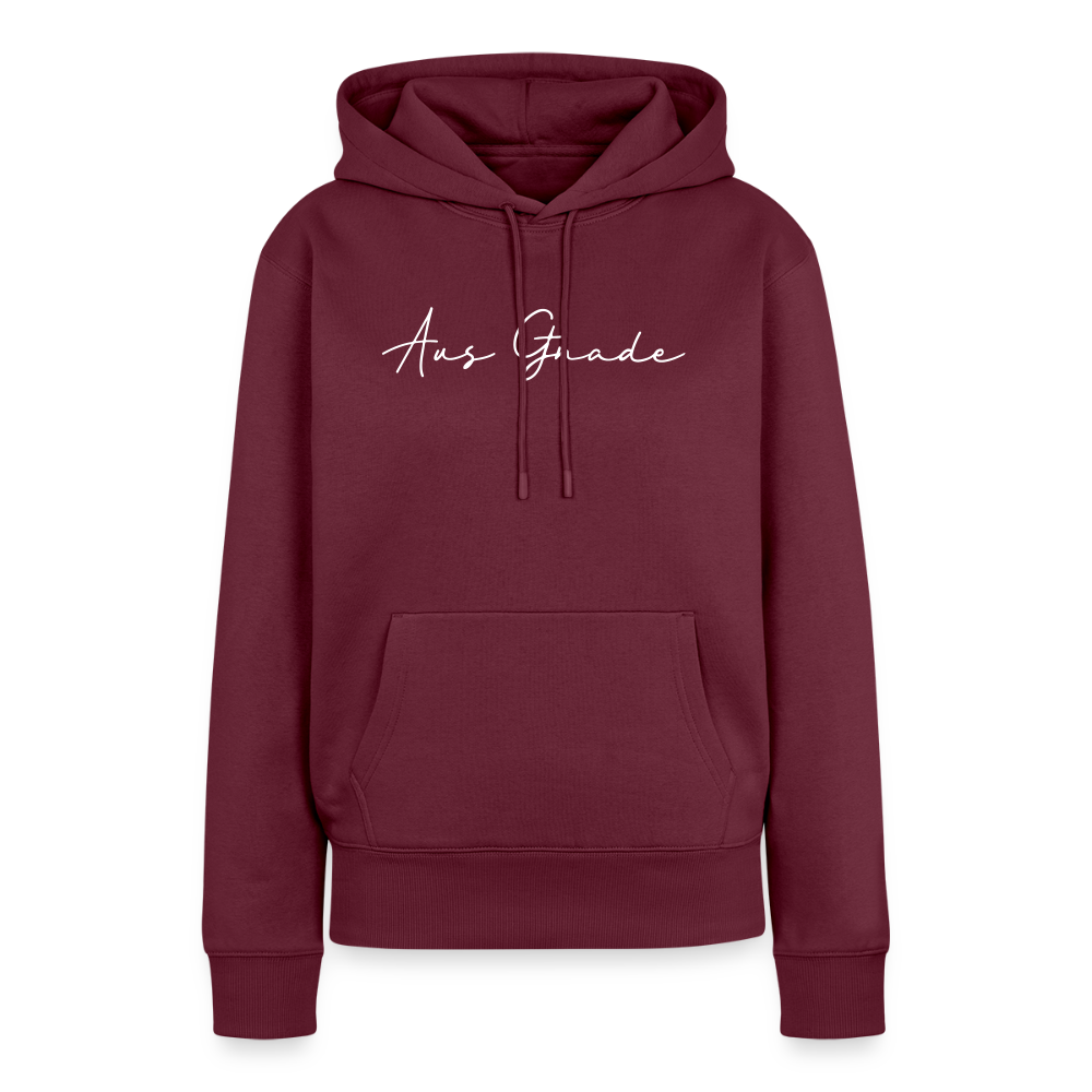 Christlicher Premium Hoodie "Aus Gnade" · für Frauen - Burgunderrot