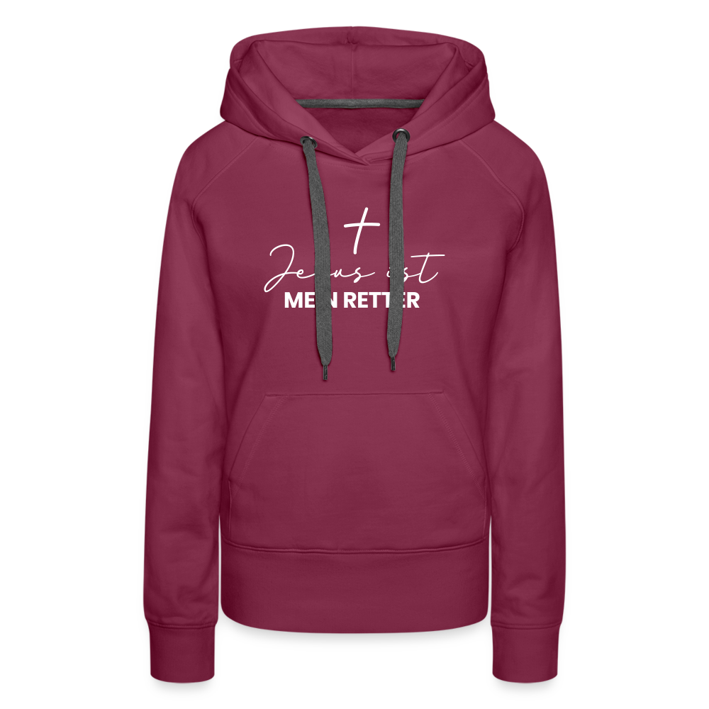 Christlicher Premium Hoodie "Jesus ist mein Retter" · für Frauen - Bordeaux