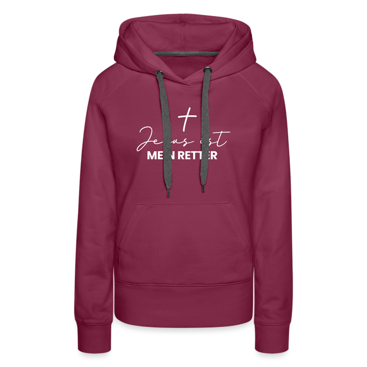 Christlicher Premium Hoodie "Jesus ist mein Retter" · für Frauen - Bordeaux