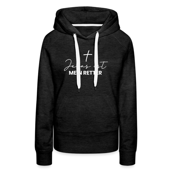Christlicher Premium Hoodie "Jesus ist mein Retter" · für Frauen - Anthrazit